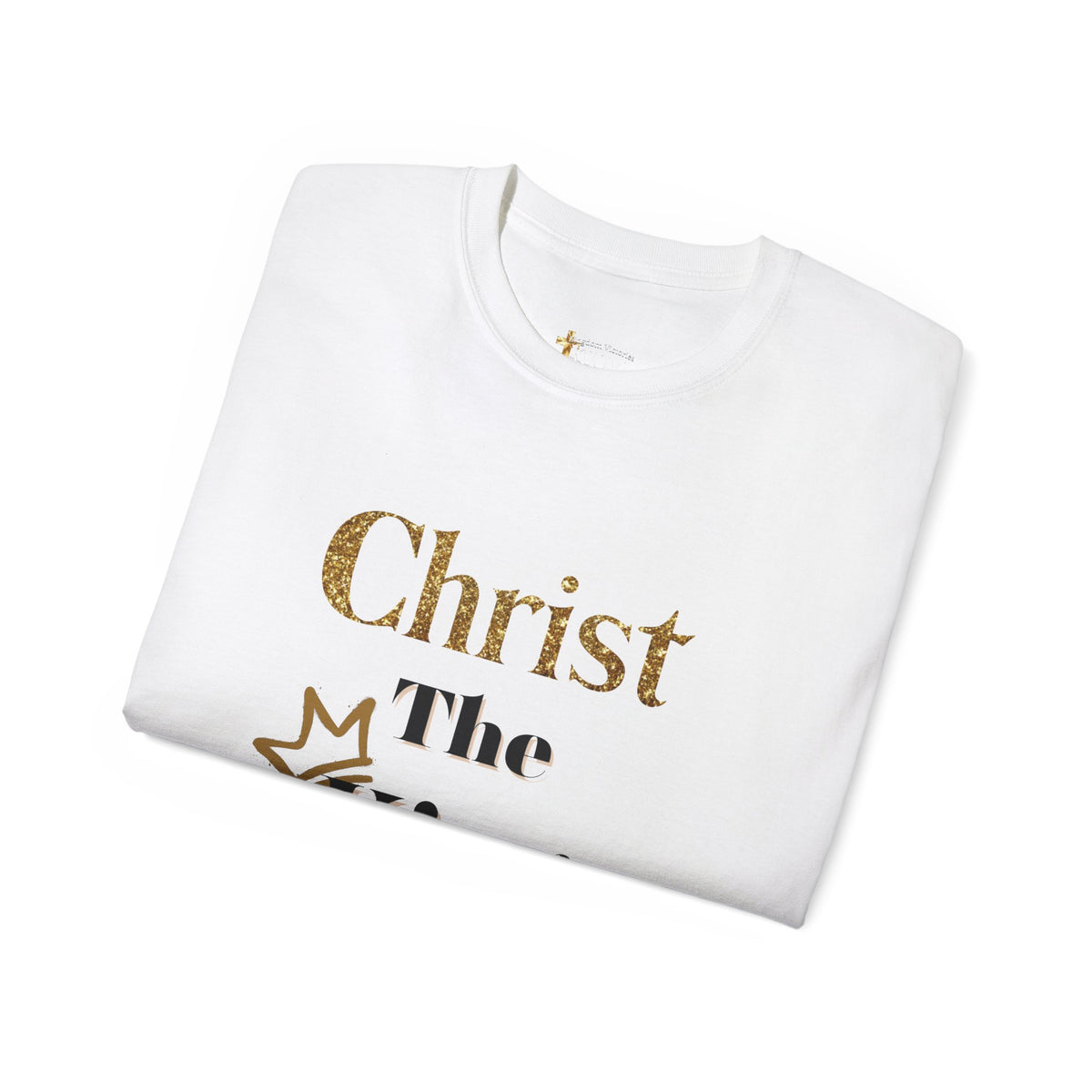 Christ The King Women's T-Shirt, Black on Black & Gold