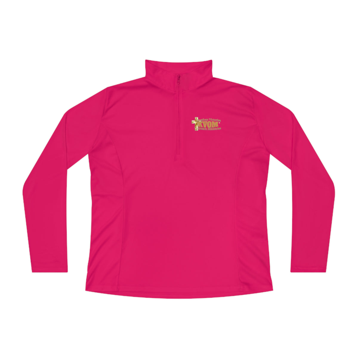 KVOM Logo True Gold Ladies Zip-Collar Sporty Pullover