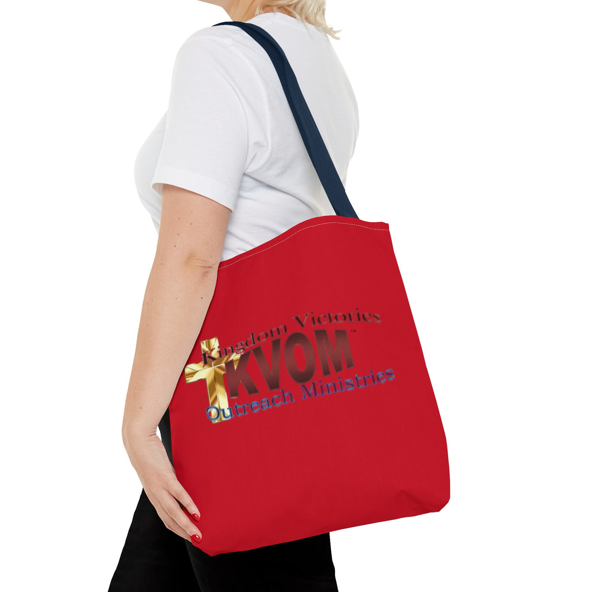 KVOM Logo Tote Bag, Red, Maroon Logo