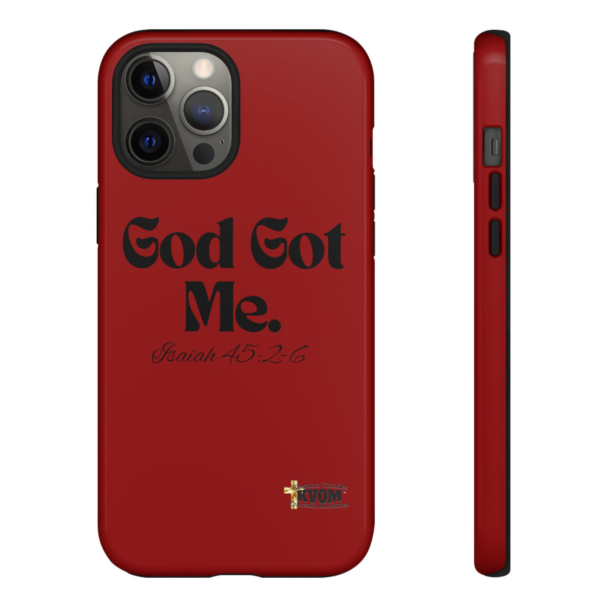 God Got Me KVOM Tough Case, Black Print, Red