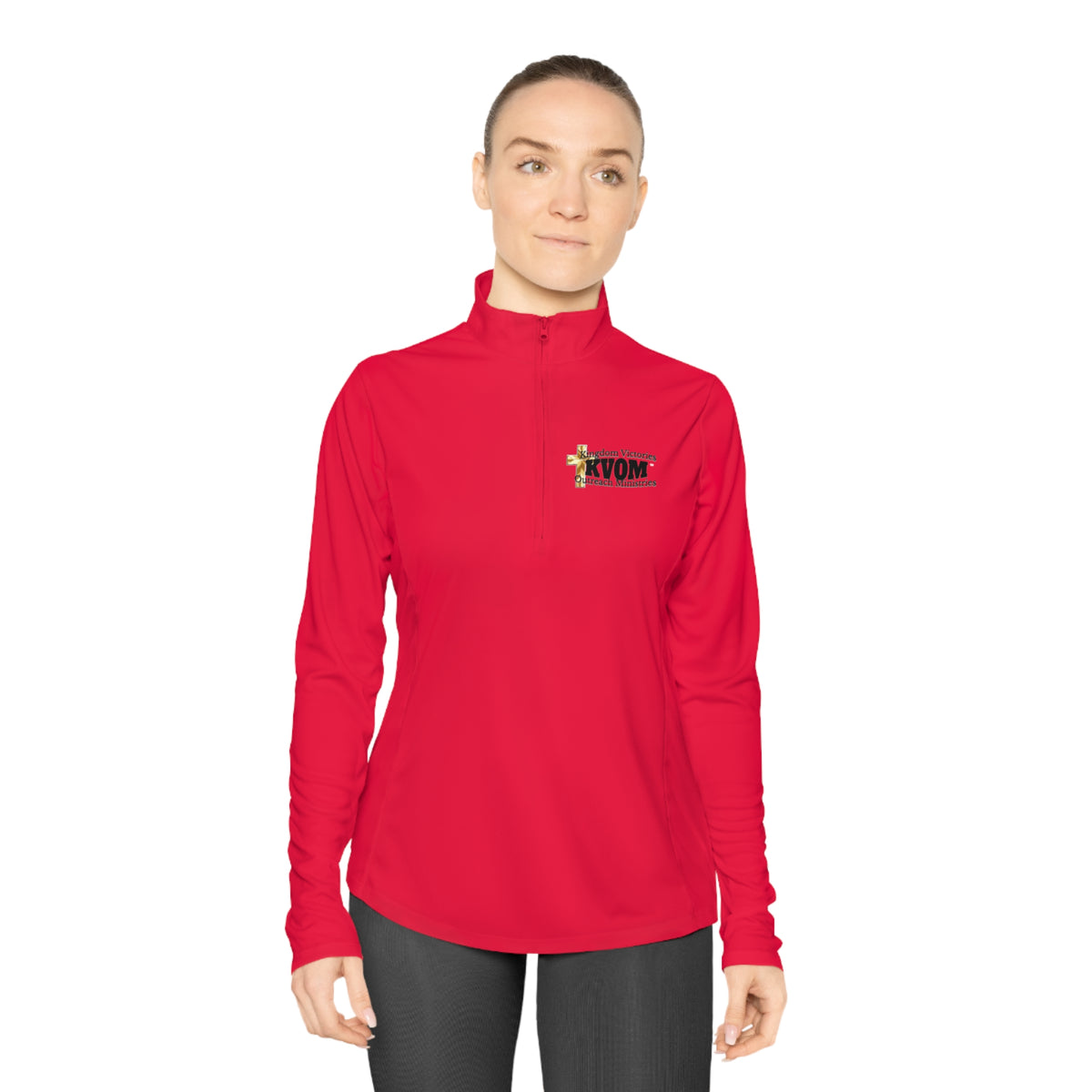 KVOM Logo Black Ladies Zip-Collar Pullover