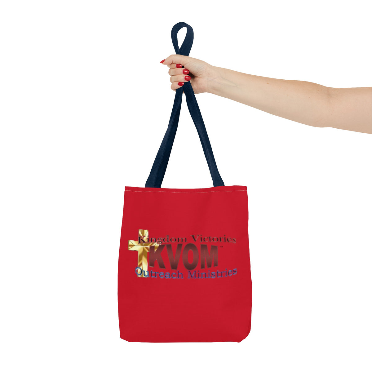 KVOM Logo Tote Bag, Red, Maroon Logo