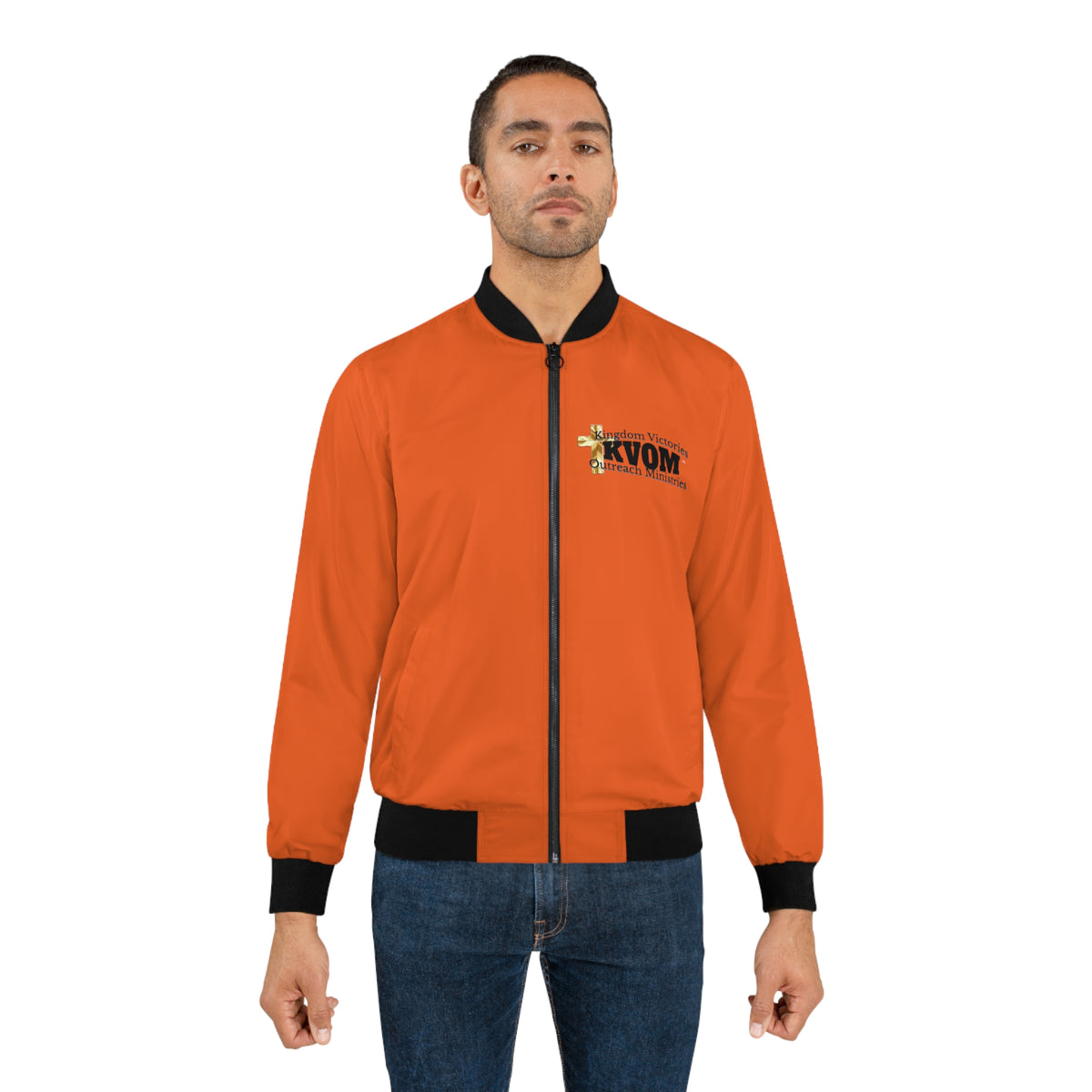 KVOM Logo Men's Bomber Jacket: Orange