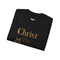 Christ The King Men's T-Shirt, Black on Black & Gold