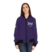 Savage in Prayer Women's Bomber Jacket, Eggplant