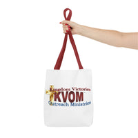 KVOM Logo Tote Bag, White, Maroon Logo