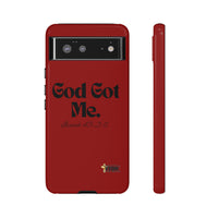 God Got Me KVOM Tough Case, Black Print, Red