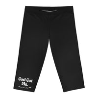 God Got Me Women's Mid-Length Leggings, Black, White Logo