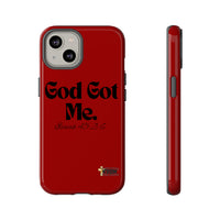 God Got Me KVOM Tough Case, Black Print, Red