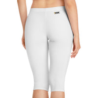 God Got Me Women's Mid-Length Leggings, White, Black Logo