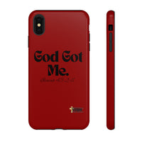 God Got Me KVOM Tough Case, Black Print, Red