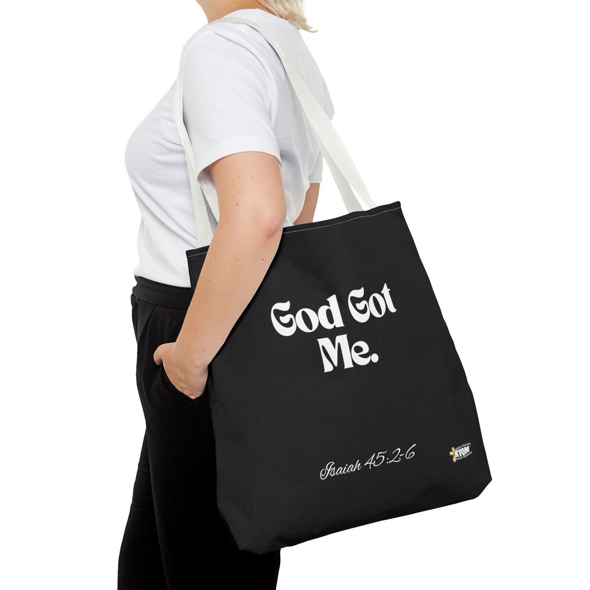 God Got Me Tote Bag: Black & White