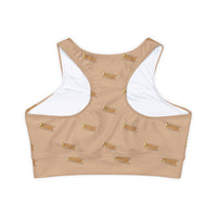 KVOM True Gold Logo Women's Sports Bra, Tan