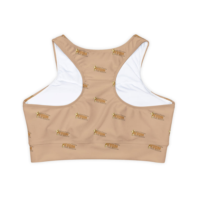 KVOM True Gold Logo Women's Sports Bra, Tan