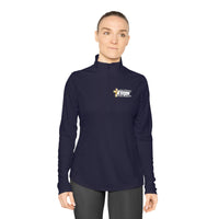 KVOM Logo White Ladies Zip-Collar Pullover