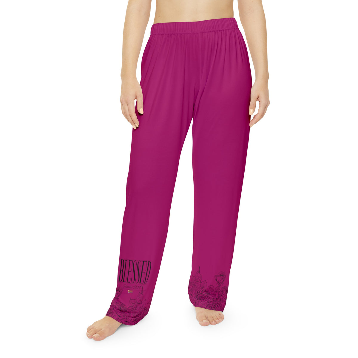 Stretched Series BLESSED Women's Comfy Pants, Deep Berry