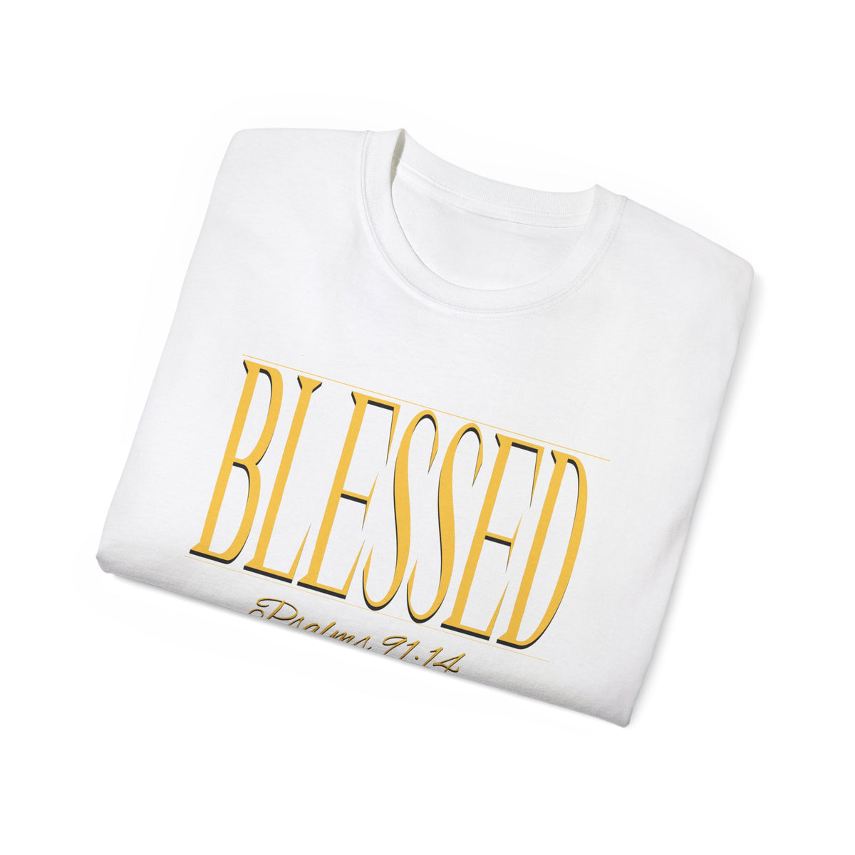 BLESSED "Stretched" T-Shirt Black, White, Gold Print