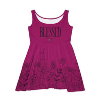 Stretched Series BLESSED Women's Skater Dress, Deep Berry