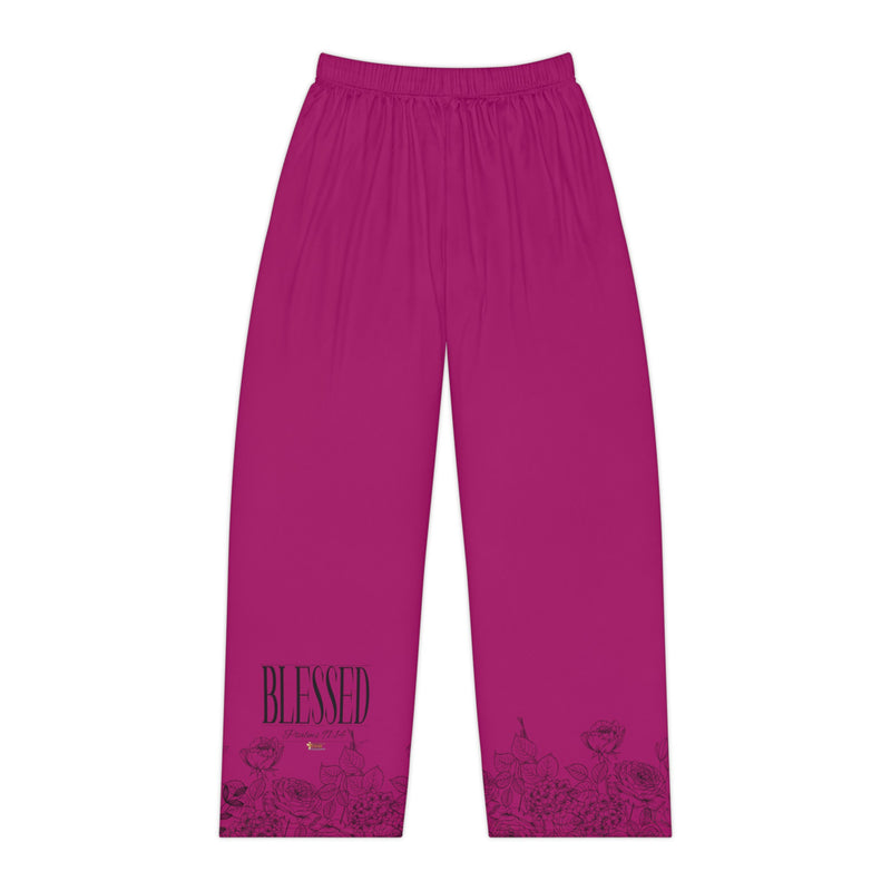 Stretched Series BLESSED Women's Comfy Pants, Deep Berry