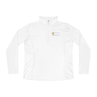 KVOM Logo White Ladies Zip-Collar Pullover