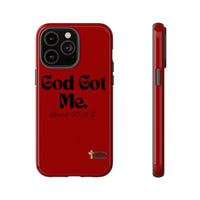 God Got Me KVOM Tough Case, Black Print, Red