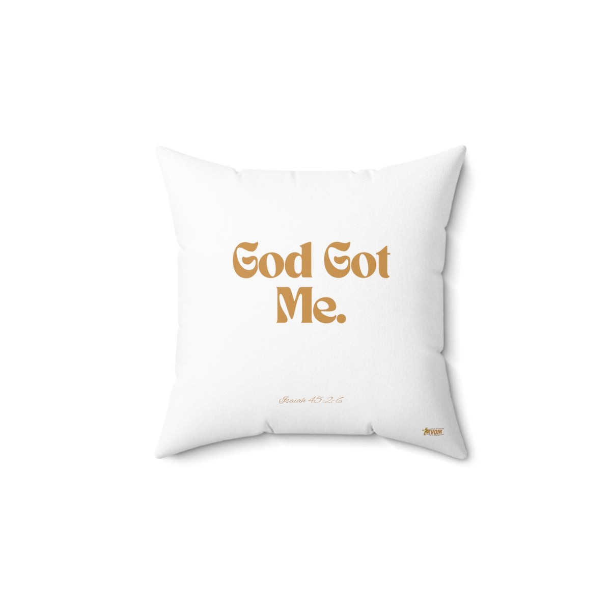 God Got Me Square Pillow, White, Gold Print