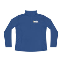 KVOM Logo White Ladies Zip-Collar Pullover