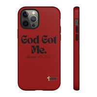 God Got Me KVOM Tough Case, Black Print, Red