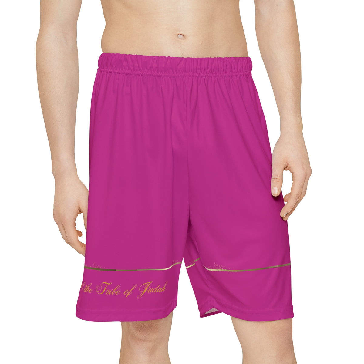 Lion of the Tribe Judah Men’s Sports Shorts, Deep Pink