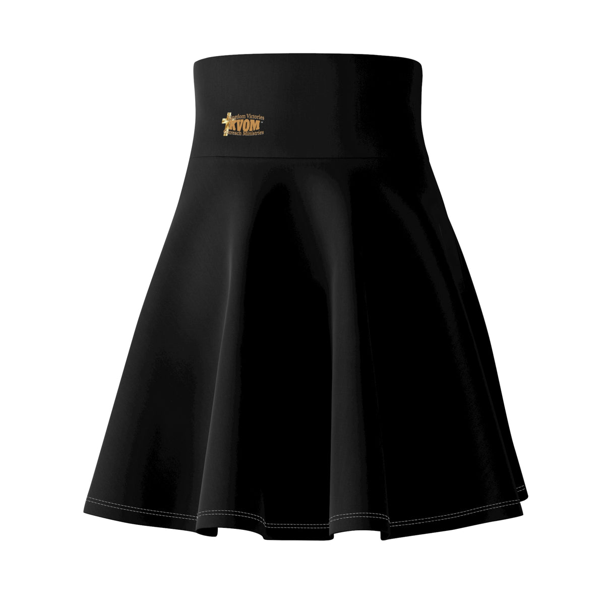 KVOM Logo Women's Skater Skirt, Black, Gold Logo