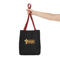 KVOM Logo Tote Bag, Black, True Gold Logo