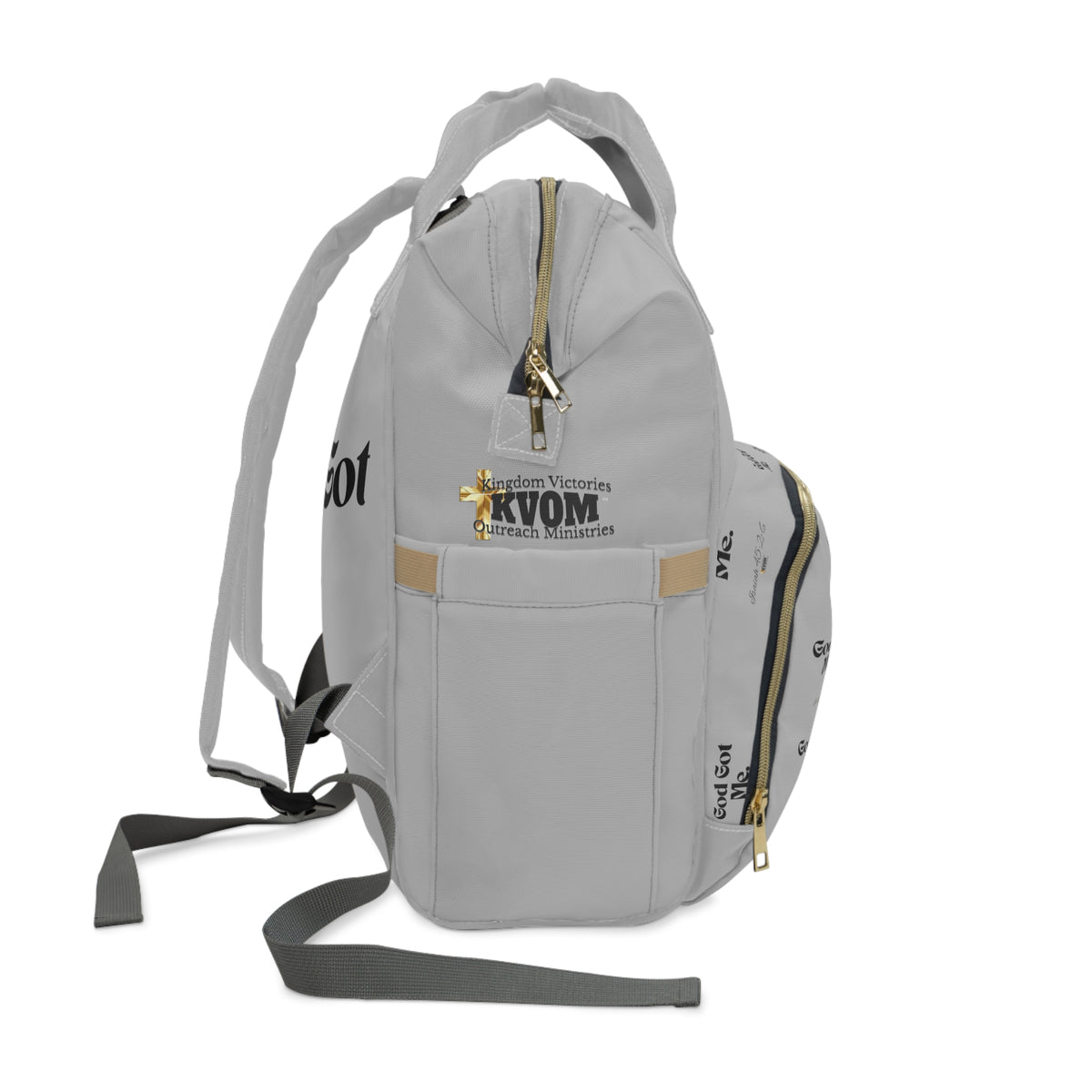 God Got Me KVOM Diaper Backpack, Silver