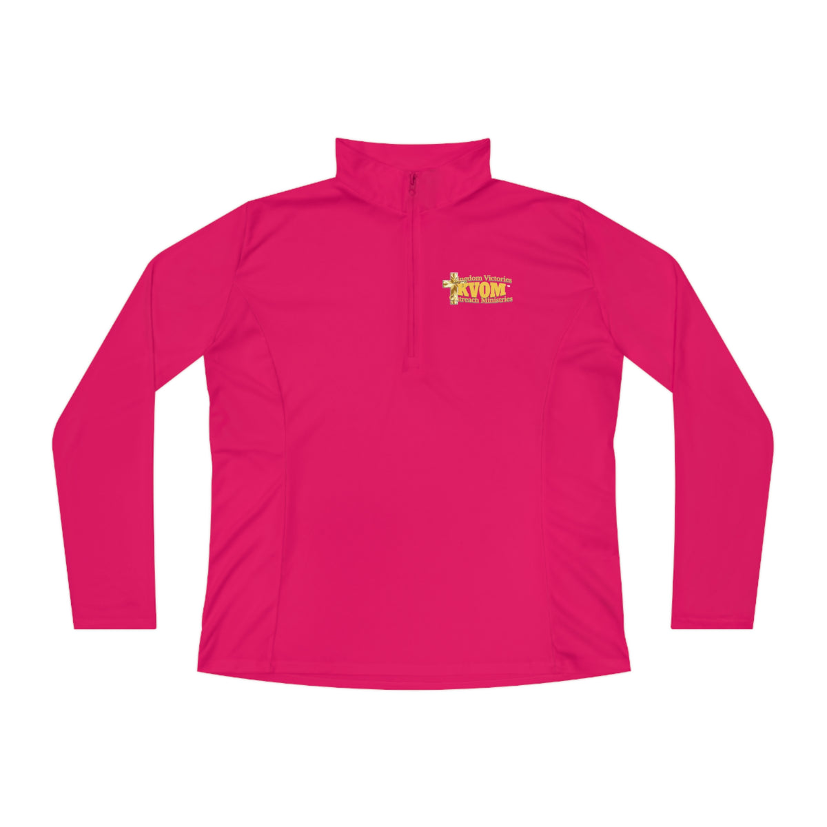 KVOM Logo Yellow Gold Ladies Zip-Collar Sporty Pullover