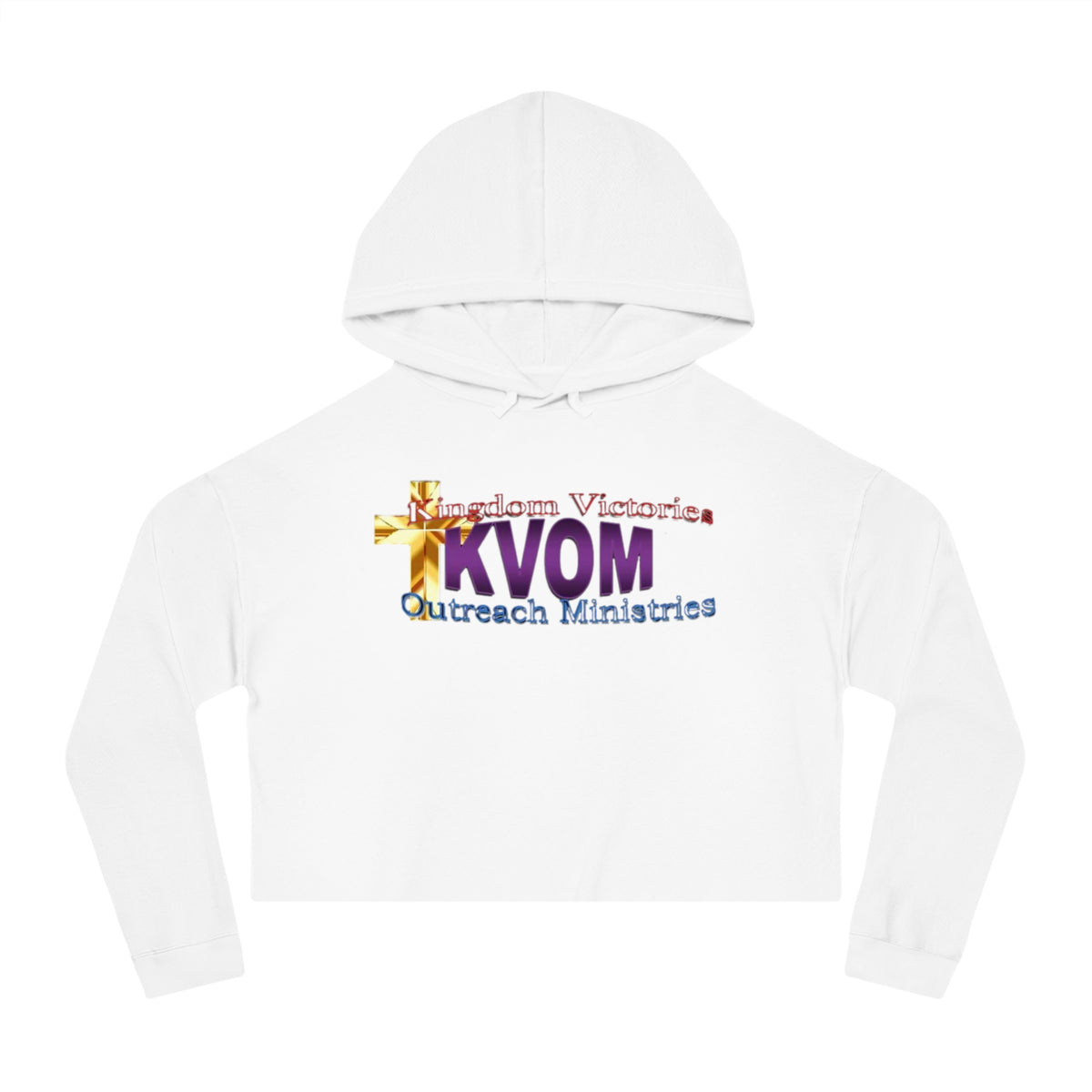 KVOM Logo Women’s Cropped Hoodie, Moses Temple Colored Logo