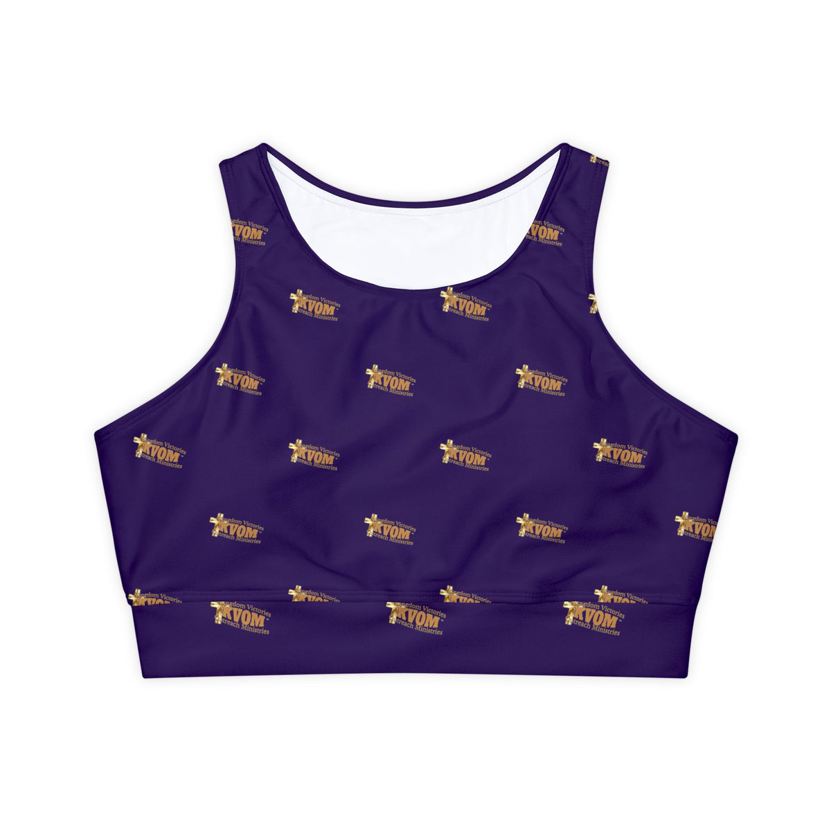 KVOM True Gold Logo Women's Sports Bra, Purple