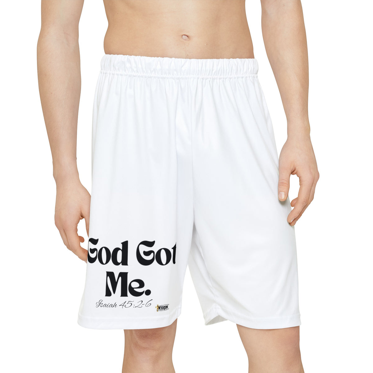 God Got Me Women’s Sports Shorts, White & Black