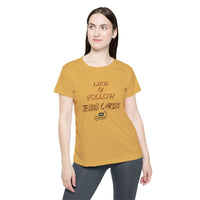 Like & Follow Jesus Women's T-Shirt, Yellow & Red