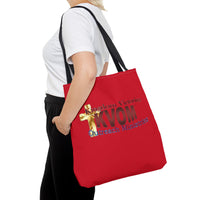 KVOM Logo Tote Bag, Red, Maroon Logo