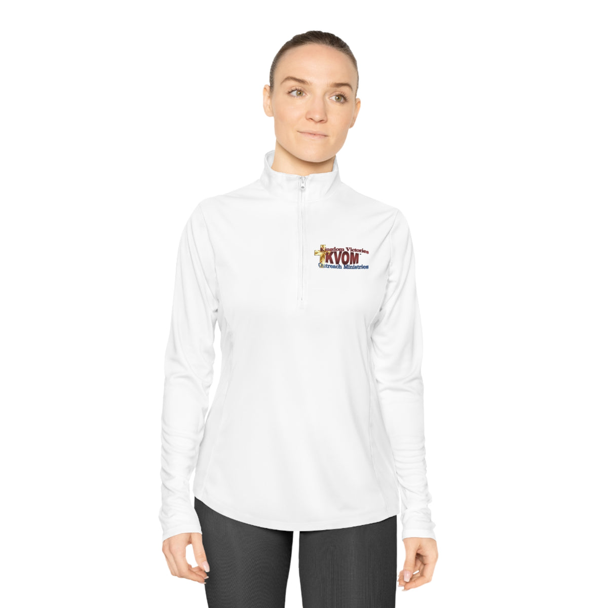 KVOM Maroon Logo Ladies Zip-Collar Pullover