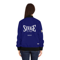 Savage in Prayer Women's Bomber Jacket, Blue Royale