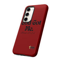 God Got Me KVOM Tough Case, Black Print, Red