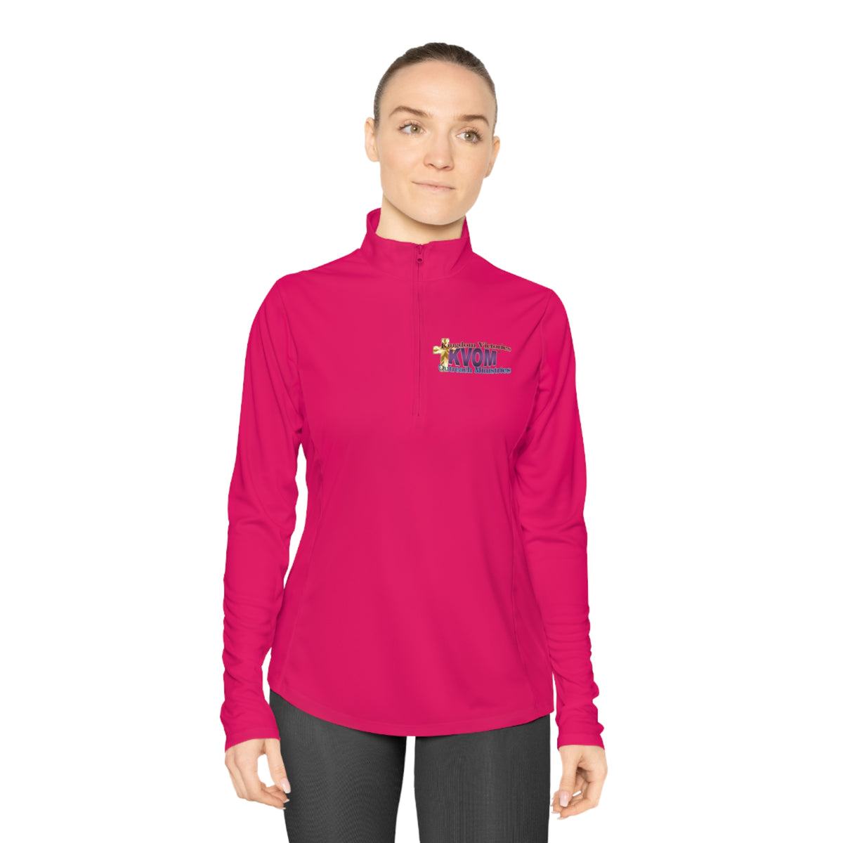 KVOM Logo Moses Temple Colored Ladies Zip-Collar Pullover