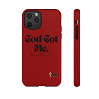 God Got Me KVOM Tough Case, Black Print, Red