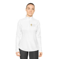 KVOM Logo White Ladies Zip-Collar Pullover