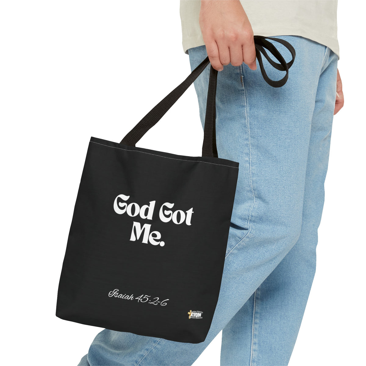 God Got Me Tote Bag: Black & White