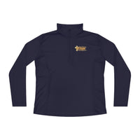 KVOM Logo True Gold Ladies Zip-Collar Sporty Pullover