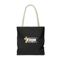 KVOM Logo Tote Bag, Black, White Logo