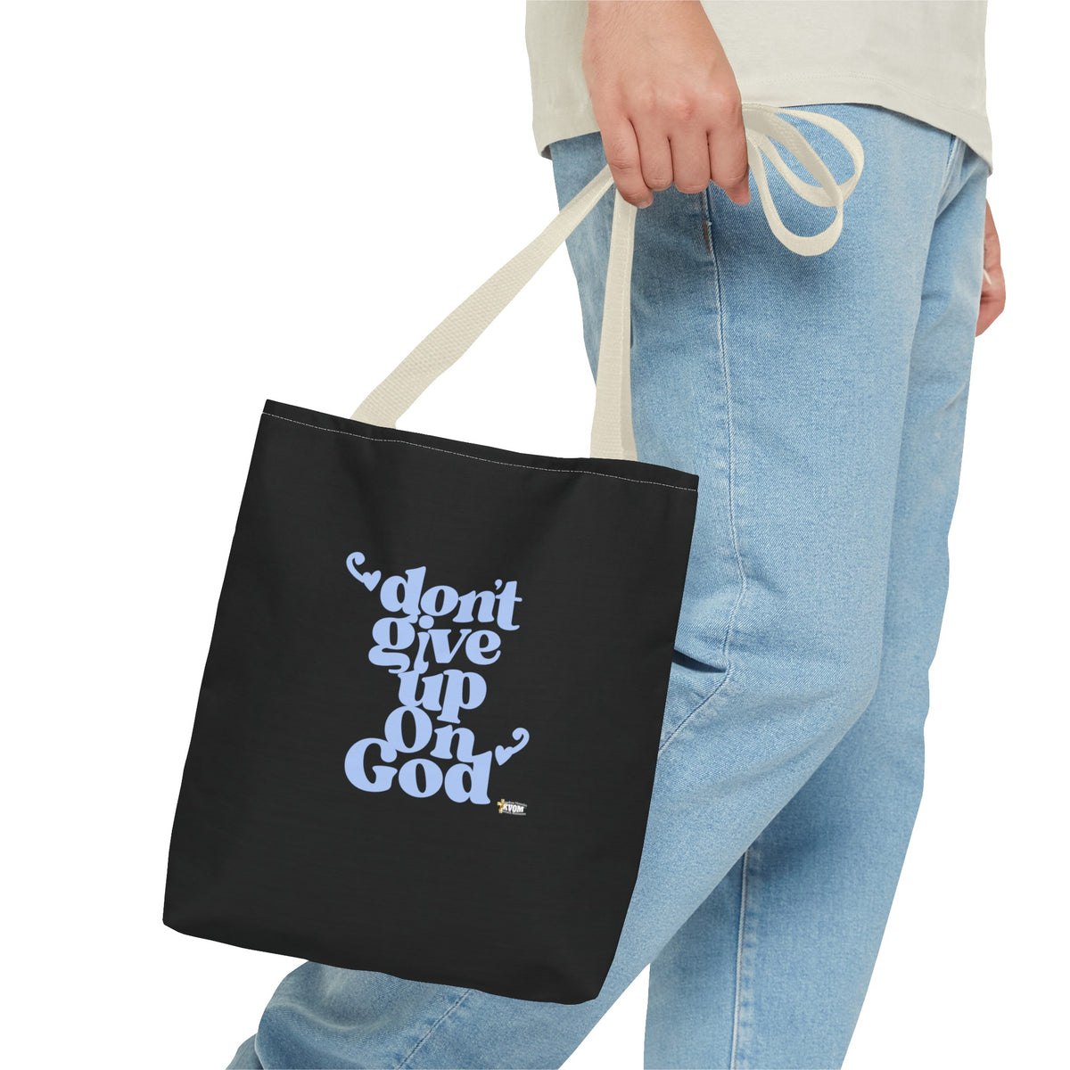 Don't Give Up On God Tote Bag, Black