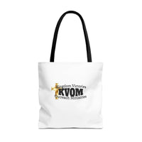 KVOM Logo Tote Bag, White, Black Logo