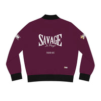 Savage in Prayer Women's Bomber Jacket, Maroon